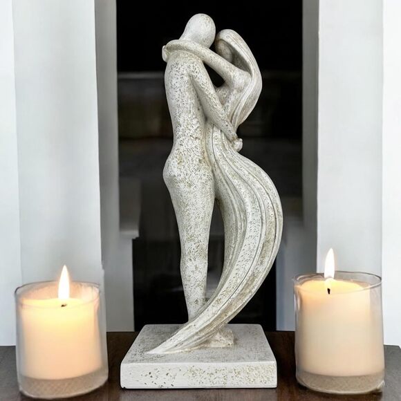 Eternal Embrace Couple Statue 12.5in Resin Moon Wash Romantic Lovers Home Decor - Picture 7 of 9